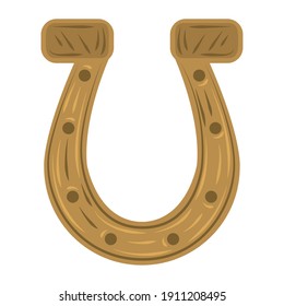 gold horseshoe luck icon flat vector illustration