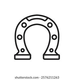 Gold Horseshoe Outline Icon Vector Illustration