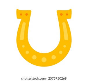 Gold horseshoe. Saint Patrick's day. Ireland holiday lucky item, fortune symbols. Flat Vector illustration isolated on white background