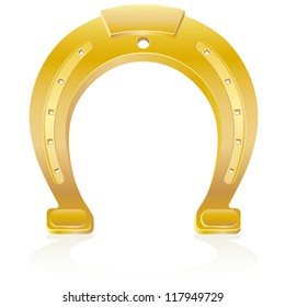 Gold Horseshoe Talisman Charm Vector Illustration Isolated On White Background