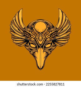 Gold Horus Head Hand Drawn Illustration