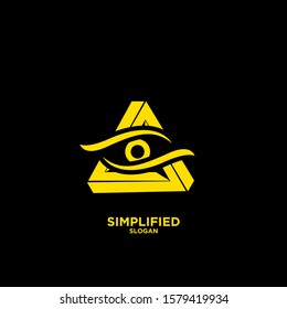 gold Horus one eye logo icon design vector illustration