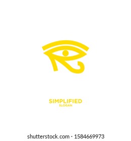 gold Horus one eye logo icon design vector illustration