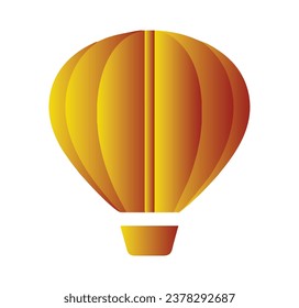 Gold hot air balloon, vector illustration isolated on white background