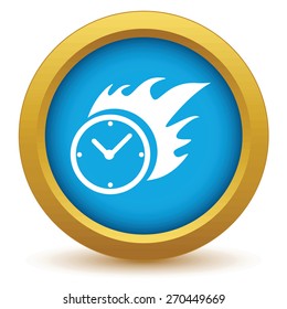 Gold hot clock icon on a white background. Vector illustration