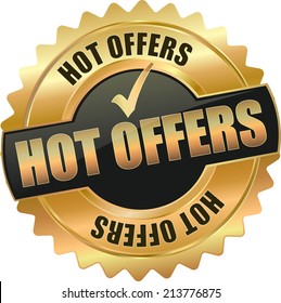 gold hot offers vector eps10 sign