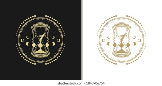 Gold Hour Glass Logos, Luxury Design Vector Illustration Template