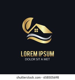 gold house ecology leaf logo