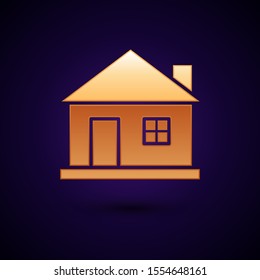 Gold House icon isolated on dark blue background. Home symbol.  Vector Illustration