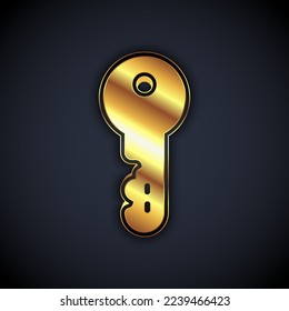 Gold House key icon isolated on black background.  Vector