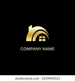 Gold house realty company logo vector image
