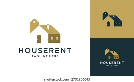 Gold Haus Miete Vektor Logo Design Inspirationen.	
