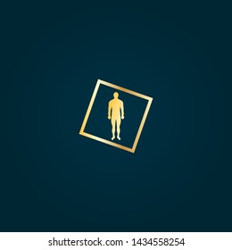 gold human body logo.human icon.body golden icon.can be used for anatomy. person gold logo