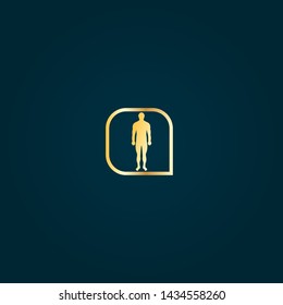 gold human body logo.human icon.body golden icon.can be used for anatomy. person gold logo