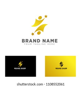 gold human logo get star vector illustration