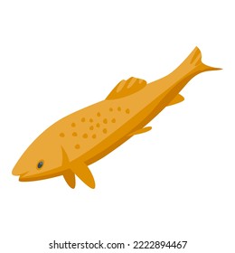 Icono de pescado de hielo de oro vector isométrico. Agujero del lago. Pesca de invierno