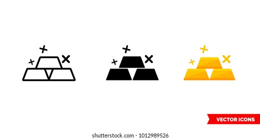 Gold icon of 3 types: color, black and white, outline. Isolated vector sign symbol.