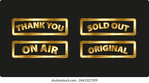 Icono de oro Botón con el texto gracias vendido en el aire y original