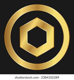 Gold icon of Chainlink Concept of internet web cryptocurrency