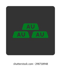 Gold icon from Commerce Buttons OverColor Set. Vector style is green and gray colors, flat square rounded button, white background.