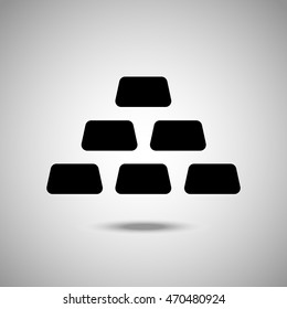 Gold icon. Flat style. Grey background. Vector illustration.
