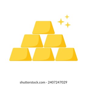 gold icon, ingot, flat vector design