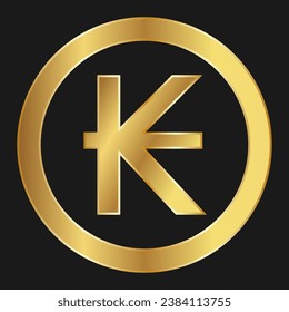 Gold icon of Kip Concept of internet web currency