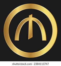 Gold icon of Manat Concept of internet web currency