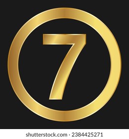 Gold icon with number seven Concept of internet icon