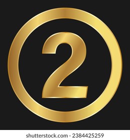 Gold icon with number two Concept of internet icon