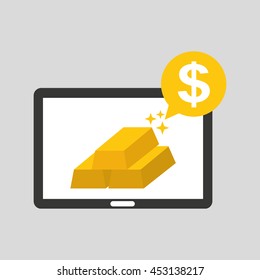 gold icon on a laptop, vector illustration