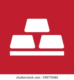 Gold icon on red background