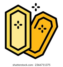 Vector de contorno de icono de oro. Masa de juego. Dig color de cantera plano