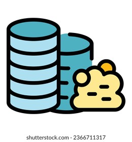 Gold icon outline vector. Mine golden. Cart miner color flat