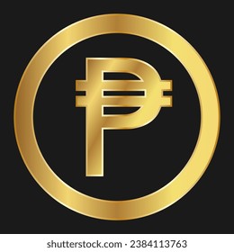 Gold icon of Peso Concept of internet web currency