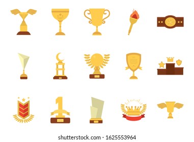 Gold icon set design, Winner first position competition success sport best leadership compete and challenge theme Vector illustration