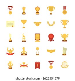 Gold icon set design, Winner first position competition success sport best leadership compete and challenge theme Vector illustration