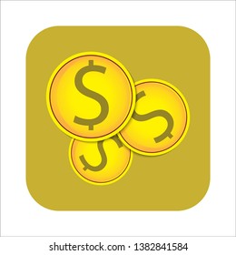  Gold  icon set in flat design style. coin vector illustrator
