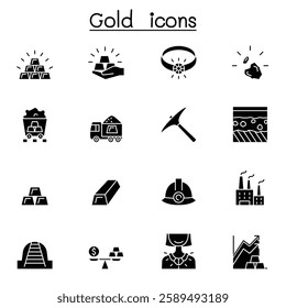Gold icon set in glyph style