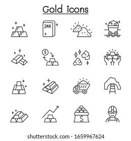 Gold Icon Set In Thin Line Style