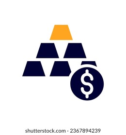 Gold icon solid orange black business illustration vector element and symbol perfect.