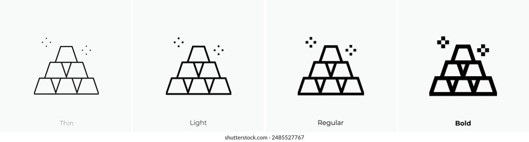 gold icon. Thin, Light Regular And Bold style design isolated on white background