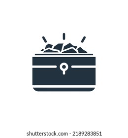Gold icon in trendy flat style isolated on white background. gold pile symbol in a crate for web and mobile apps.