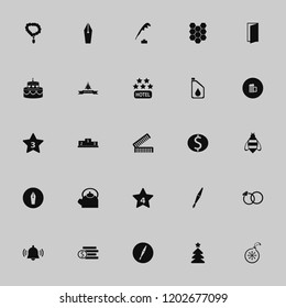 gold icon. gold vector icons set door open, hotel four stars, beer glass and wedding rings