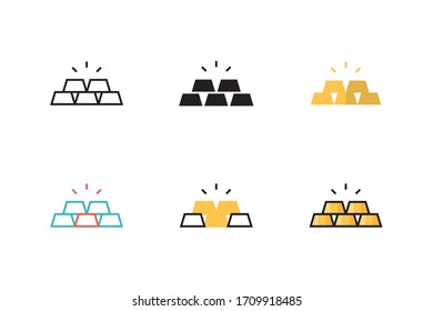 Icono de oro ilustración vectorial con seis estilos diferentes. aislado sobre fondo blanco