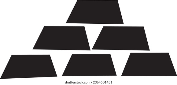 Gold Icon Vector Logo with Black Colour, Pyramid, Brick, Mining