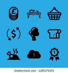 gold icons set with cloud with exclamation warning symbol of error for interface, bread and first place medal vector set