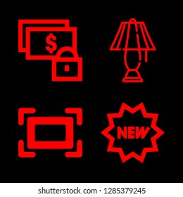 gold icons set with image with frame, antique and new commercial star label vector set