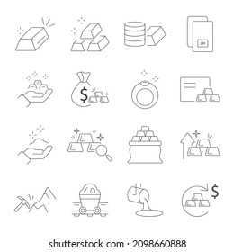 Gold icons set. Gold pack symbol vector elements for infographic web