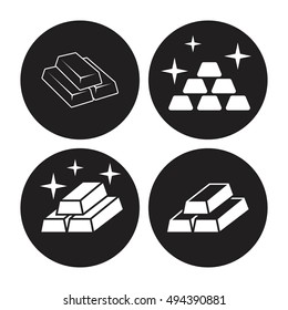 Gold icons set, white on a black background